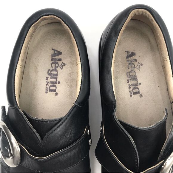 Alegria KHLOE Black Leather Buckle Side Slip On Loafer Comfort Support Shoes - Picture 6 of 16